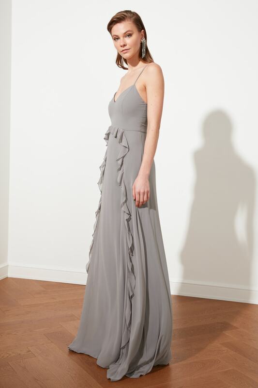 Trendyol falbanki wieczorowa sukienka z szyfonu i suknia wieczorowa TPRSS21AE0084