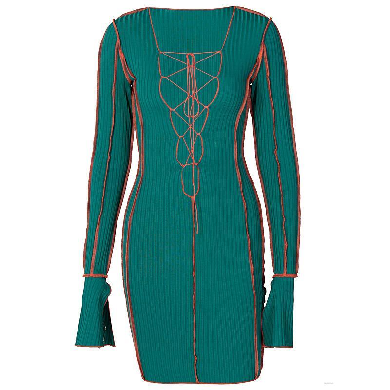 女性のためのセクシーなVネックストラップレスドレス,長袖のミッドシーズンの衣装,新しい春と秋のコレクション2022