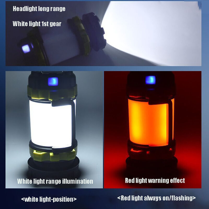 Alta potência luz portátil lâmpadas de carregamento usb ao ar livre acampamento iluminação lanternas na bateria lanterna de emergência tenda caminhadas