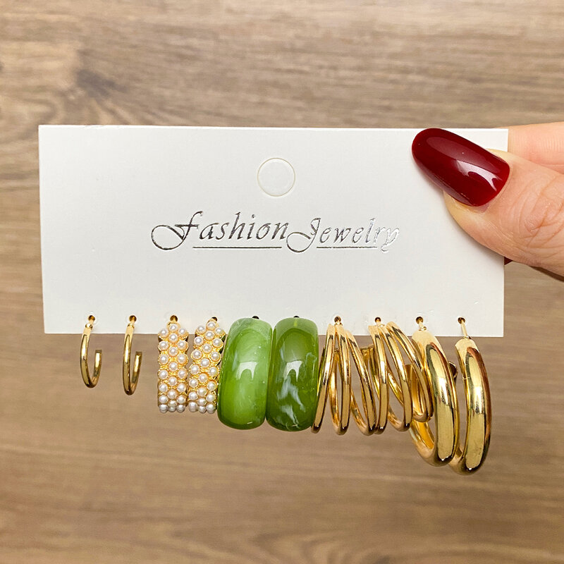 IFMIA Vintage Fashion Butterfly Hoop Earrings Set for Women 2022 Snake Pearl Resin Hoop Earrings Brincos Party Jewelry