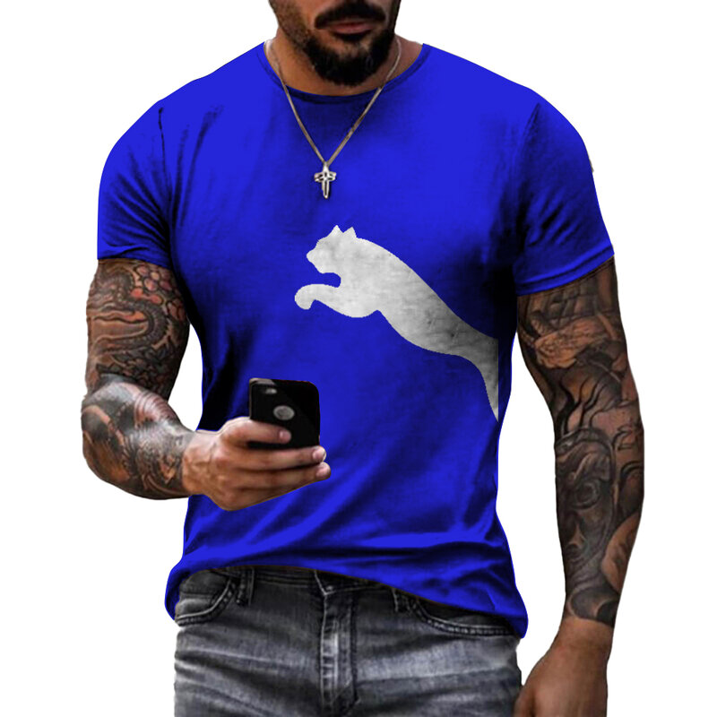 男性と女性のための3Dプリントされた丸い襟付きの新しいTシャツ,3Dプリントされたウルフパターンカジュアル,速乾性,原宿,2022