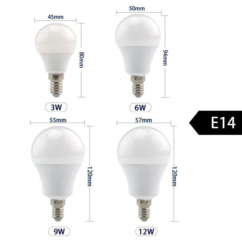 Bombilla LED E14 E27, lámpara de 220V, 230V, 240V, 3W, 6W, 9W, 12W, 15W, 18W, 20W, 24W, 6 unids/lote