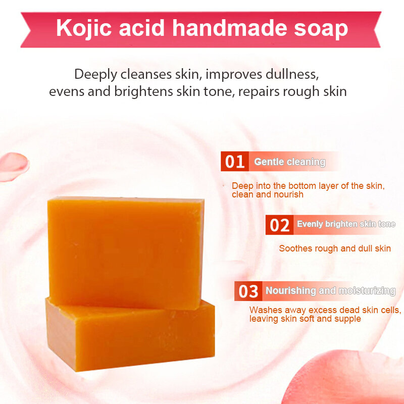 Kojic Acid Soap Handmade Whitening Soap Dark Black Skin Lightening Soap Bleaching Deep Cleaning Brighten Skin Bath Soap