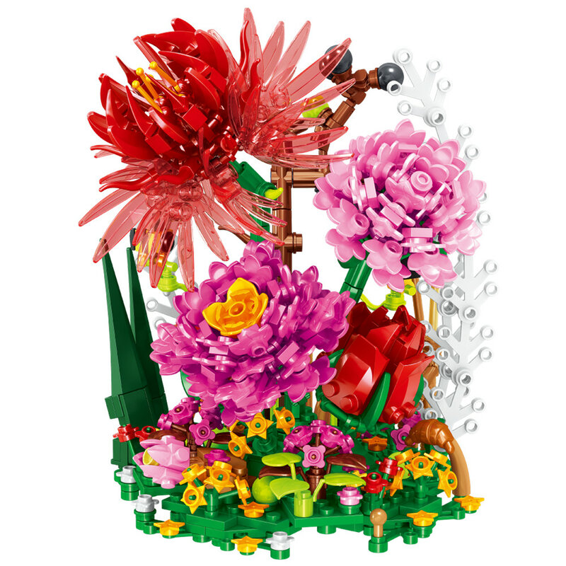 Строительные блоки MOC, Необычные неувядающие цветы, строительные блоки «сделай сам», суккуленты, фотоорнамент, игрушки для девочек, подарок
