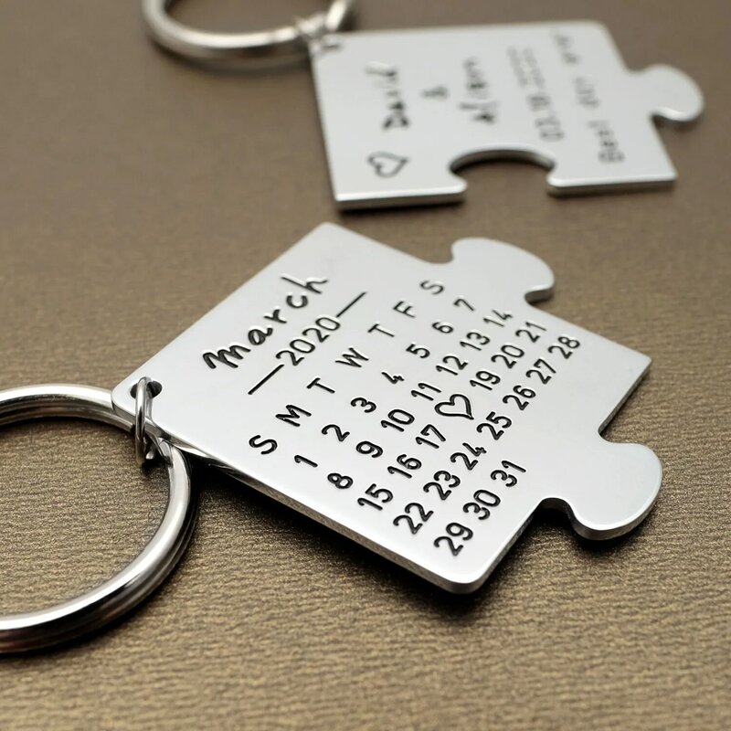 2 قطعة سلسلة المفاتيح شخصية للزوجين مخصصة لغز مفتاح سلسلة هدايا للزوج زوجة أفضل صديق هدية عيد الحب