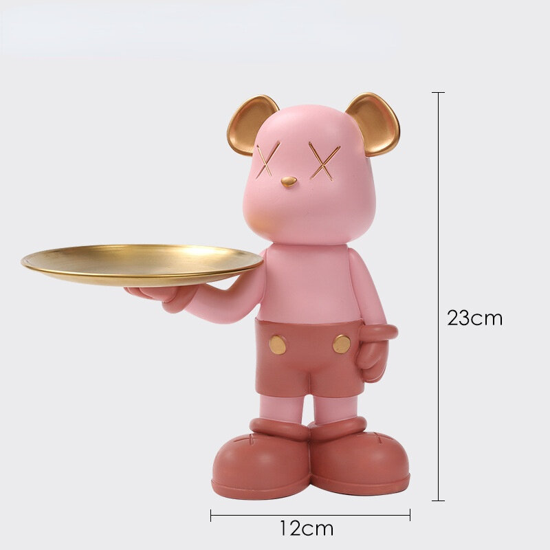 23/16CM Bearbricklys Baki Penyimpanan Boneka Be @ Rbrick Beruang Patung Permainan Tahun Baru Hadiah Bermain Model Plating Resin Ornamen Mainan Anak-anak