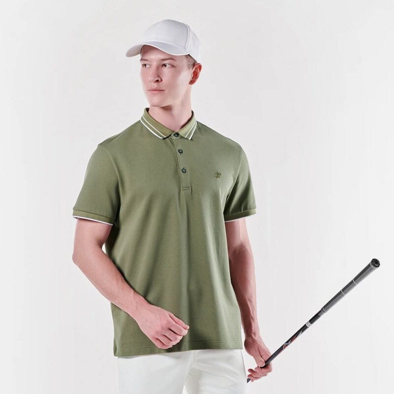 Hellen & woody-ラペル付きの豪華なストライプの半袖Tシャツ,緑の文字,メンズトップ,ビジネススポーツ,2022