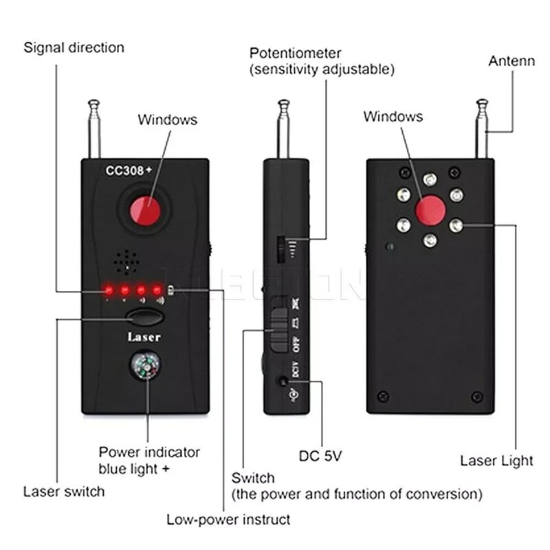 Détecteur de Signal RF sans fil CC308 + caméra multifonction, système d'alarme GSM, batterie intégrée, gamme complète, 1 ensemble