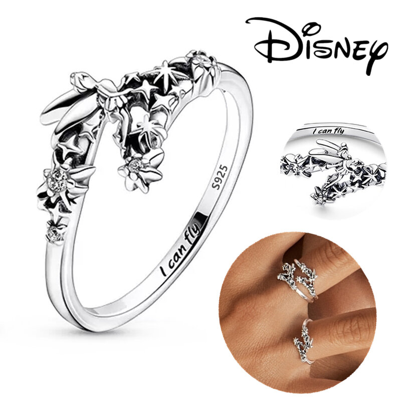 Disney-925 Sterling Silver Dangle Charme Fit para Pandora Pulseira, Tinker Bell, Celestial, Original, Fazer Jóias