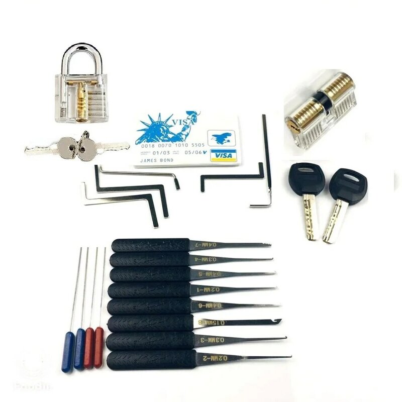 Professional ล็อค Pick Set อุปกรณ์ทำมือเครื่องมือช่างกุญแจถอด Hooks ปุ่มล็อค Broken Key Extractor ฝึก Pick ล็อค