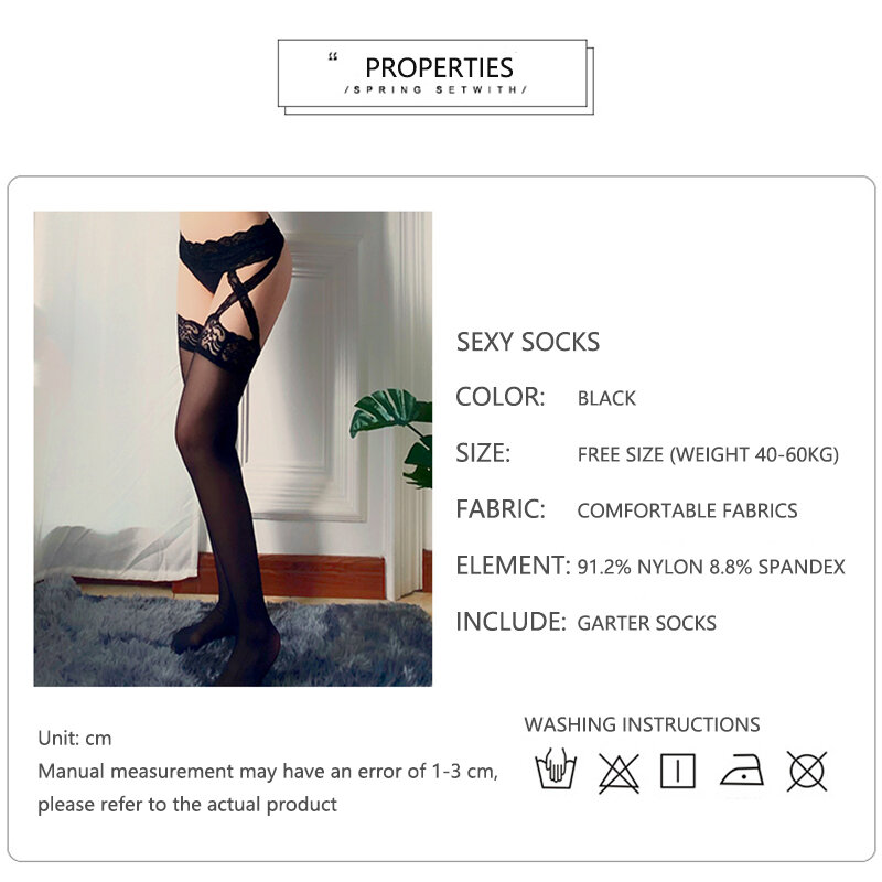 Sexy Womens Stocking Sensual Lingerie Woman Lace Thigh Seamless Pantyhose Exotic Open Crotch Stockings with Garter