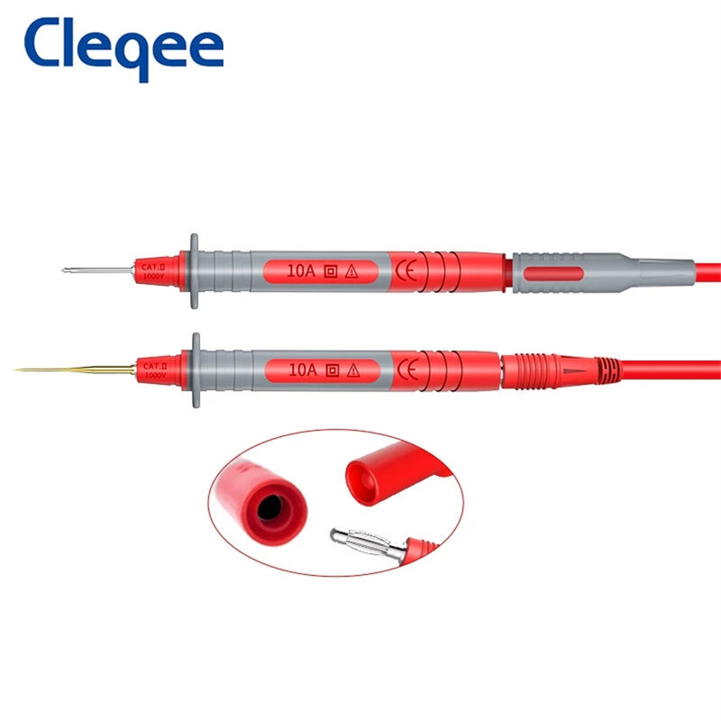 Cleqee P8003 1Set 2Pcs Multimeter Probe Vervangbare Gilded Naald Multifunctionele Test Pen