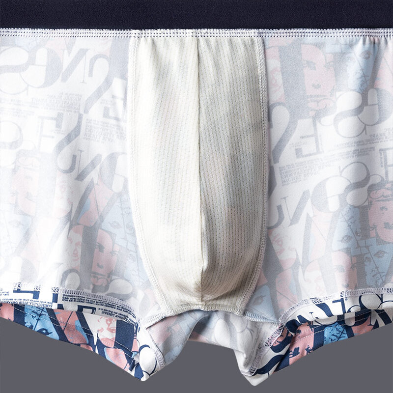 Miiow 4Pcs Populaire Sexy Mannen Ondergoed Man Boxer Underpants Quick Dry Nylon Trunks Mannen Slipje Bxoers Shorts Mannelijke print