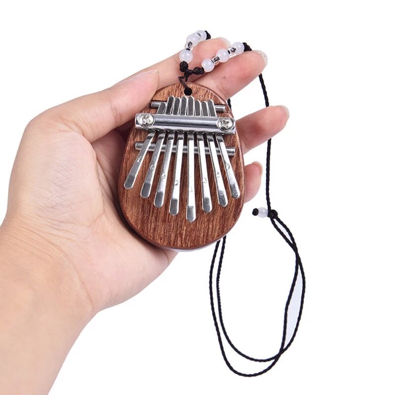 8 chave mini kalimba polegar piano metais de madeira pequeno instrumento musical pingente mbira presente para adultos crianças iniciante aprendizagem