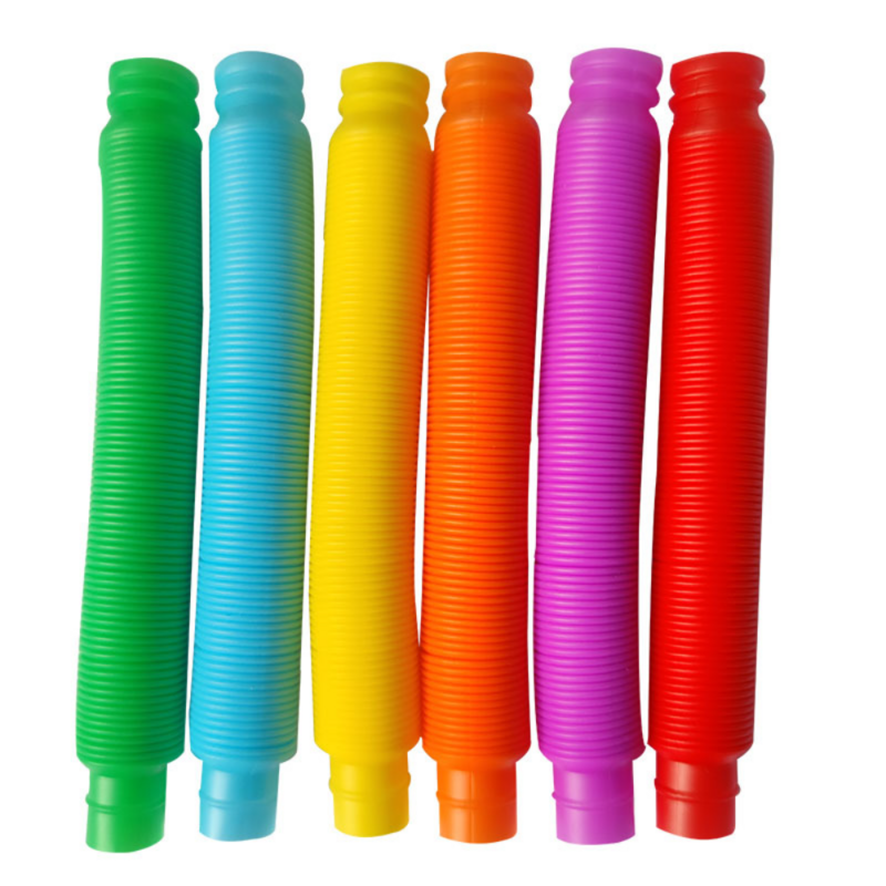 Tubes télescopiques colorés 10 pièces, tubes extensibles, tubes ondulés, tubes élastomère, jouets anti-stress pour enfants et adultes