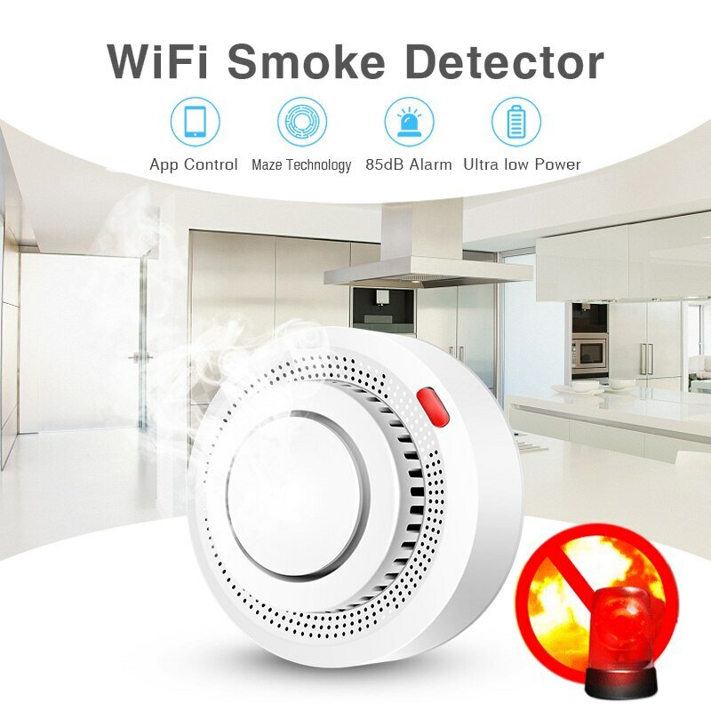Tuya Alarm asap WiFi, detektor asap pelindung API, kombinasi Alarm api, sistem keamanan rumah, pemadam kebakaran