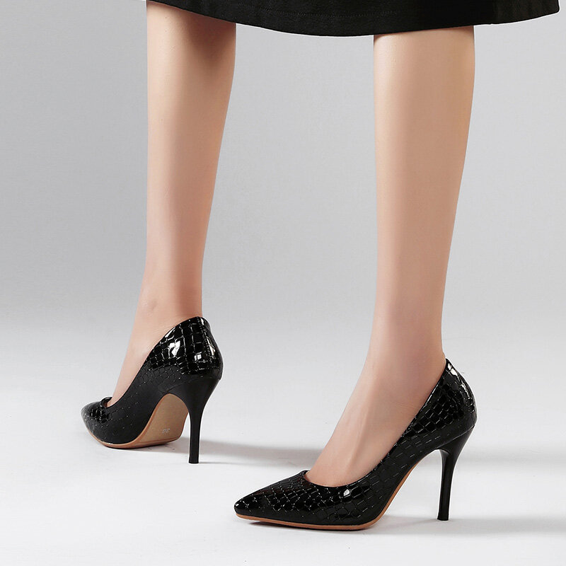 Zapatos de tacón fino y puntiagudos para mujer, calzado Sexy de tacón alto, sin cordones, para vestido de fiesta, 32