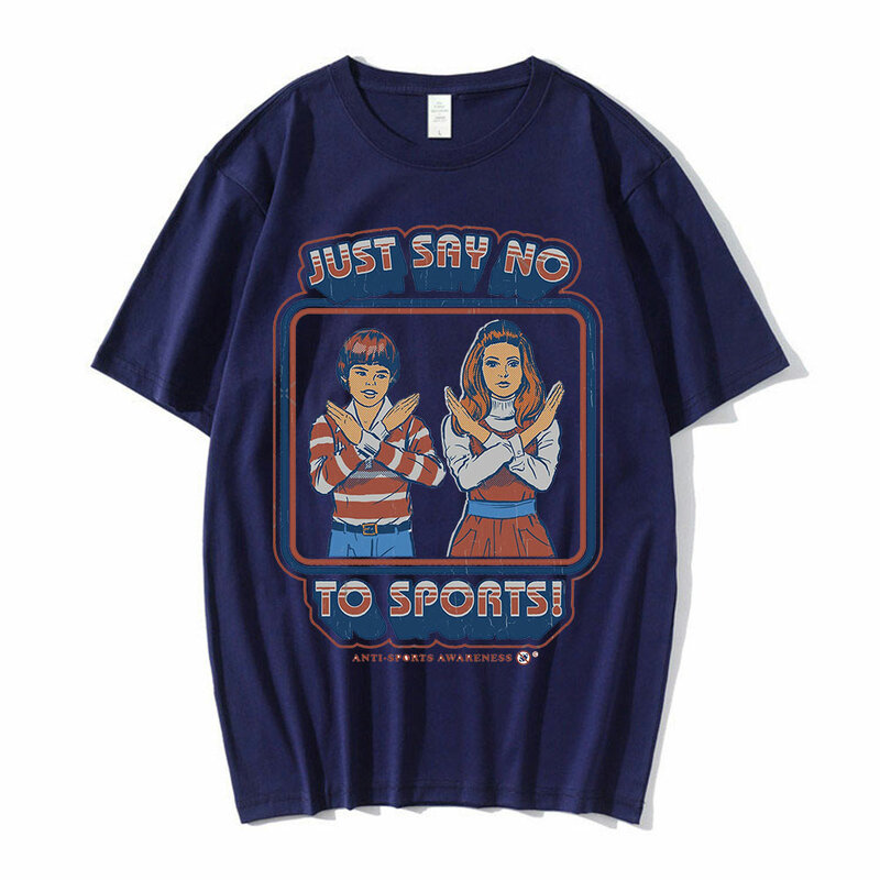 Engraçado dizer não aos esportes impressão t-shirts masculina verão curto mangas compridas harajuku vintage t-shirts streetwea oversized unisex