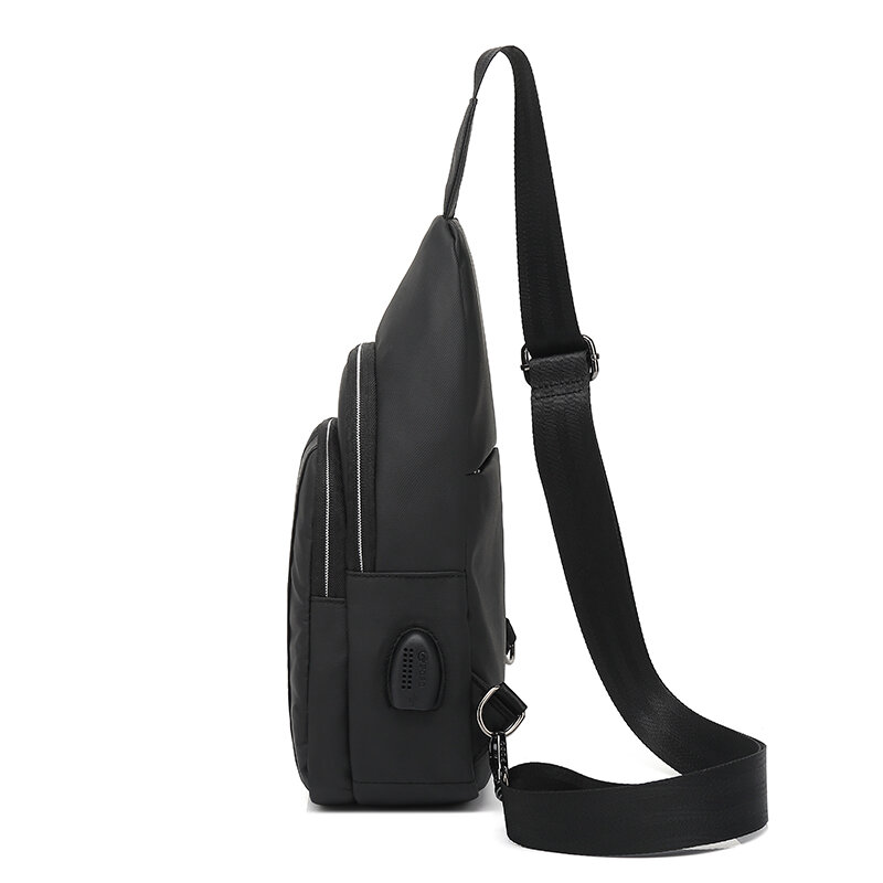 POSO Lightweight Men Messenger Bag Nylon Chest Bag Waterproof Crossbody Bag with USB Charging Port for Bicycle Sport Hiking