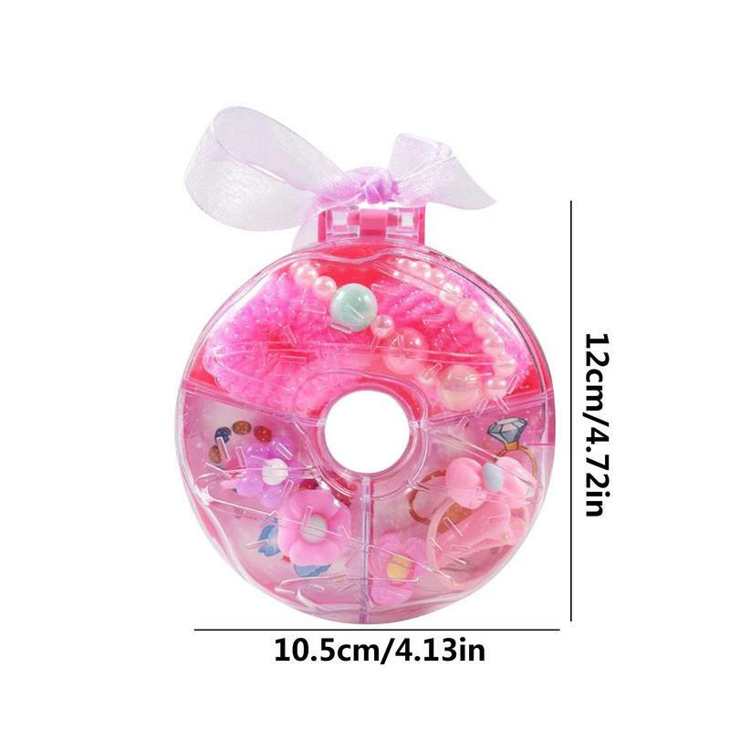 Caja de anillo de compromiso de boda en forma de Donut para niñas, caja de exhibición de joyería de maquillaje, caja de accesorios para el cabello