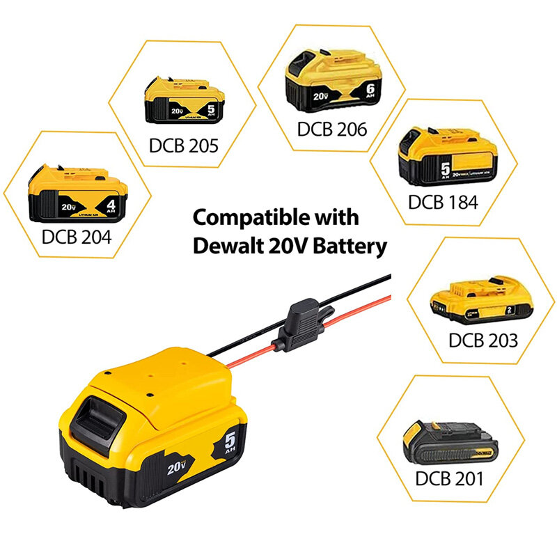 Power Wheel Adapter for Dewalt 20V 18V Lithium Battery With Fuse DIY Battery Adapter Power Connector for DCB203 DCB205 DCB206
