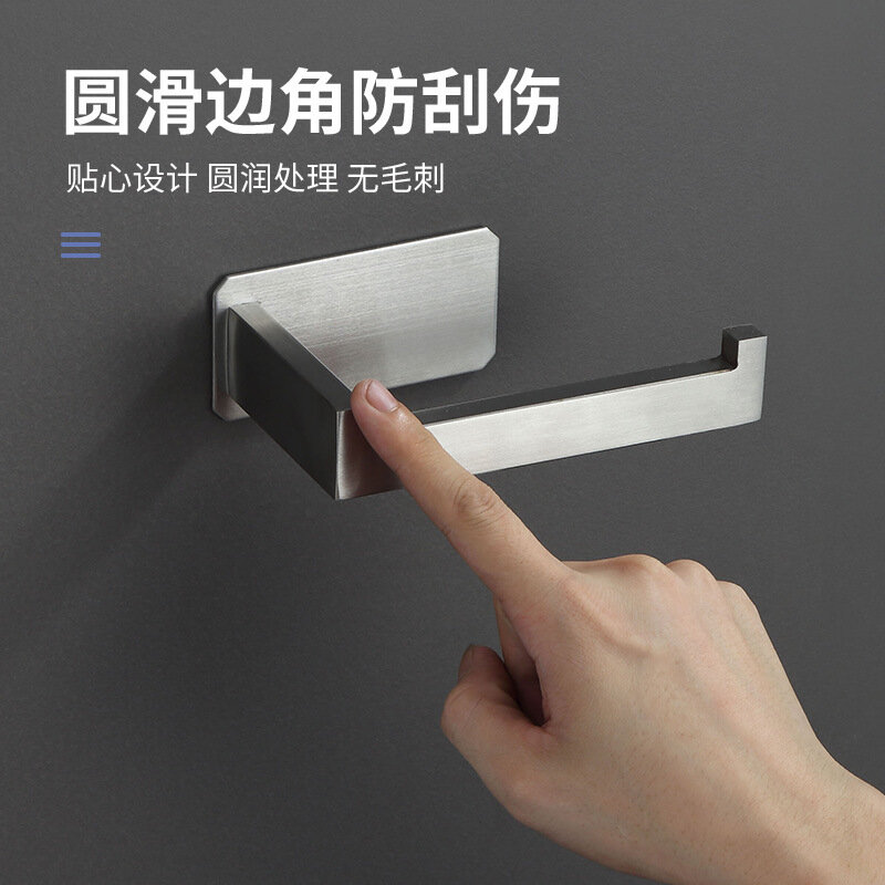 New Stainless Steel Toilet Roll Holder Self Adhesive in Bathroom Tissue Paper Holder Black Finish,Easy Installation no Screw