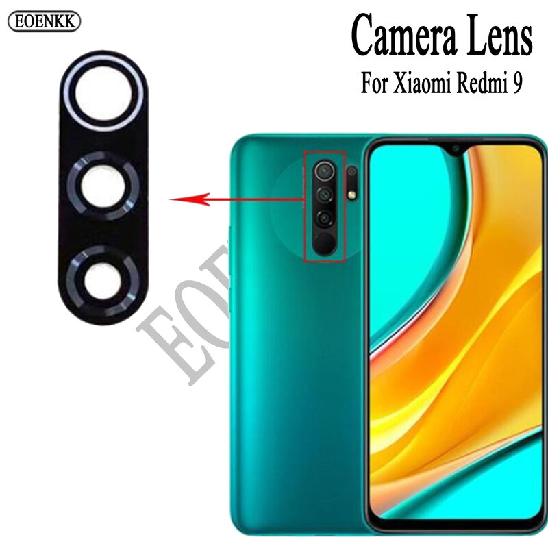 2 juegos/lote de lentes de cámara trasera para Xiaomi Redmi 9, accesorios de teléfono móvil, Protector de cámara trasera, cubierta de lente de vidrio con