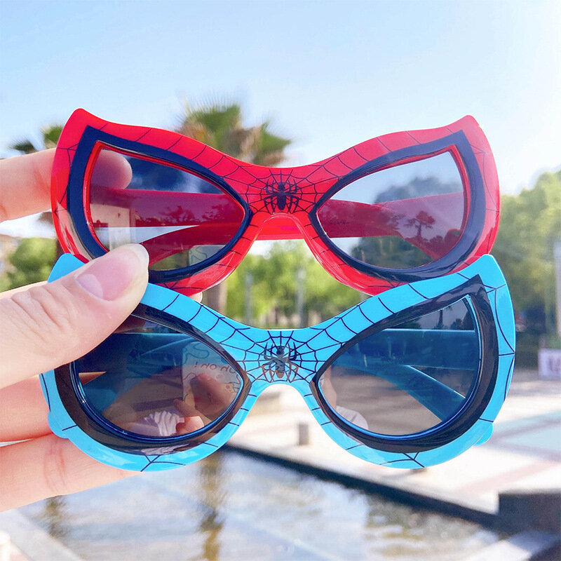 Disney Marvel gafas de Spiderman de plástico, figuras de acción de Spiderman, gafas de sol de moda de dibujos animados, regalo del día de los niños, juguetes para niños