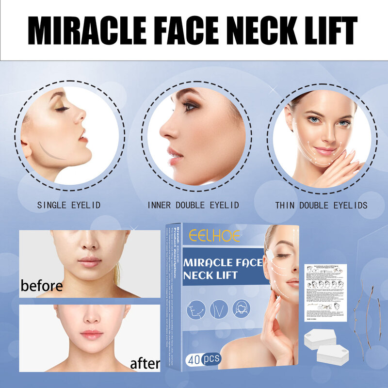 40PCS Invisible Lift Face Stickers Neck Eye Double Chin V Shape Thin Refill Tapes Facelifting Anti-wrinkle Lift Up Sticker
