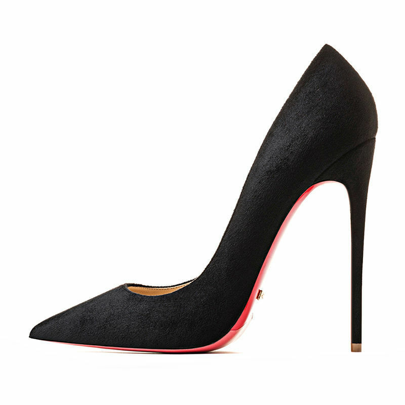 Zapatos de tacón alto con punta estrecha para mujer, calzado Sexy de marca de lujo con fondo rojo, para fiesta y boda