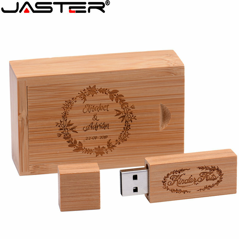 JASTER Gỗ USB 2.0 Ổ Đĩa Flash 128GB Miễn Phí Tùy Chỉnh Logo Có Hộp Bút 64GB 32GB dính Hạt Óc Chó Sáng Tạo Ổ Đĩa U