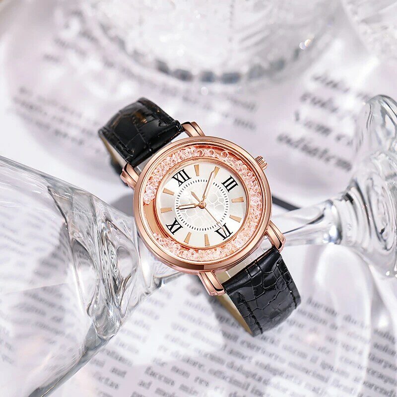 Reloj informal de lujo para Mujer, pulsera de cuarzo, de cuero