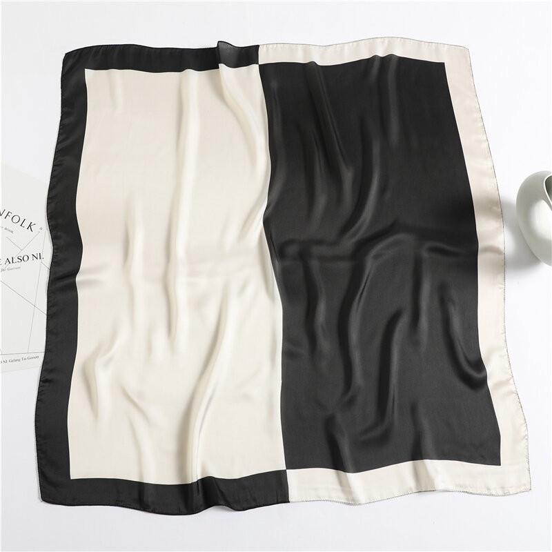 Однотонная атласная шелковая квадратная Регулируемая бандана, женская модель, шали, шейный платок, платок 90*90 см