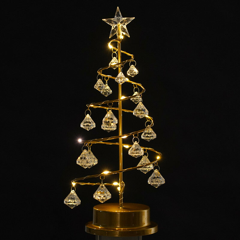 Luces LED de noche pequeñas para decoración de dormitorio, lámpara Solar Vintage de diamantes para árbol de Navidad, cristal claro de noche, 2022