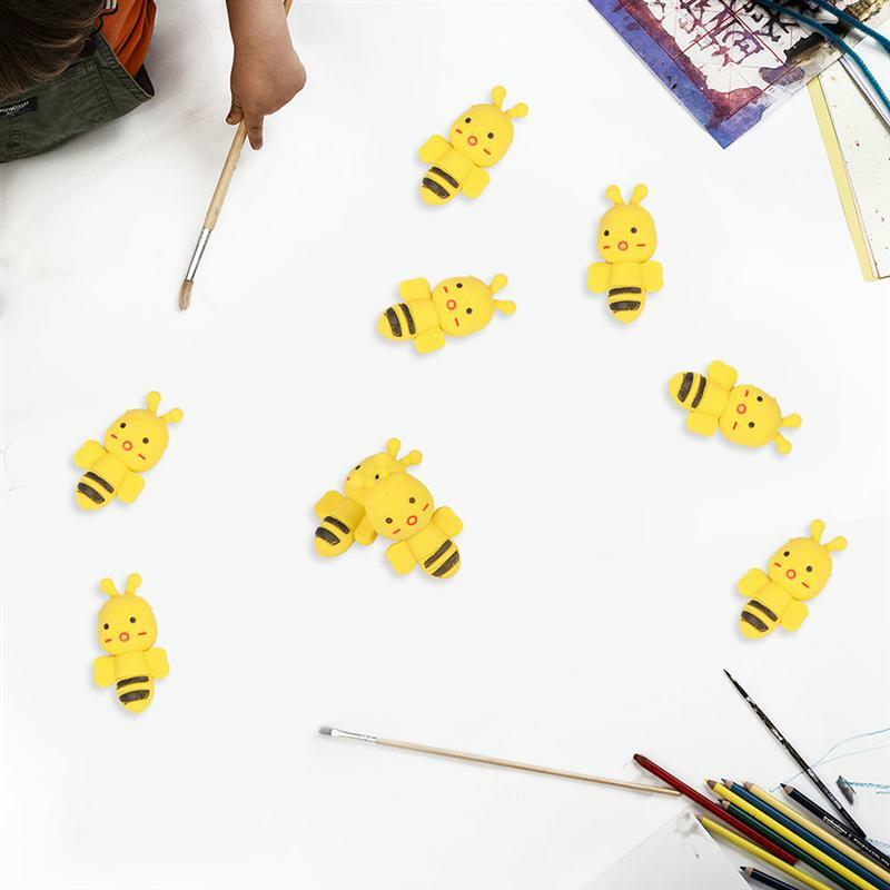Gomas de borrar con forma de abeja para niños, 40 piezas, borradores de dibujos animados, lápiz, herramientas de pintura
