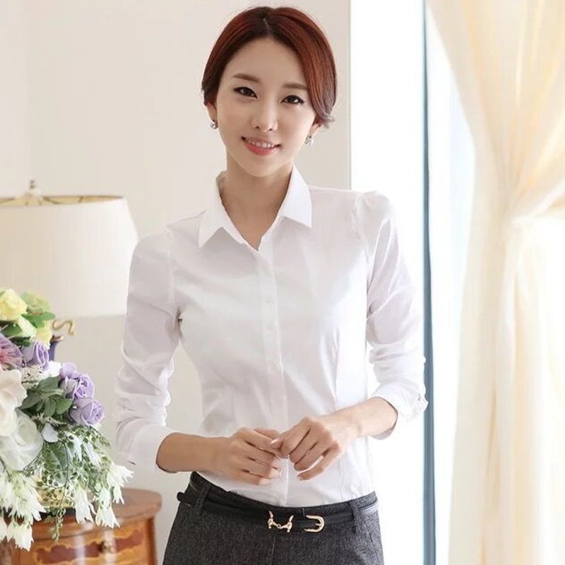 Autumn Womens Button Up Shirt Cotton Tops and Blouses Casual Long Sleeve Ladies Shirts Pink/White Blusas Blusa Feminina Tops