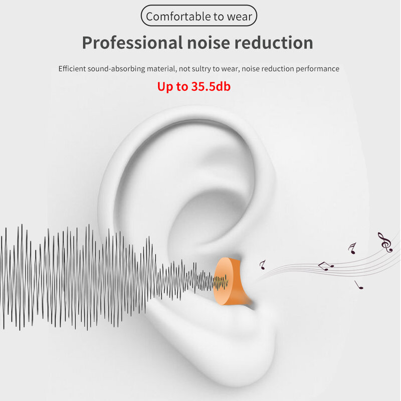 160PCS Ear Plugs Noise Earplugs Sleeping Anti-noise Reduction Sound Cancelling Sponge Soft Ear Plug For Sleeping Ear Protector