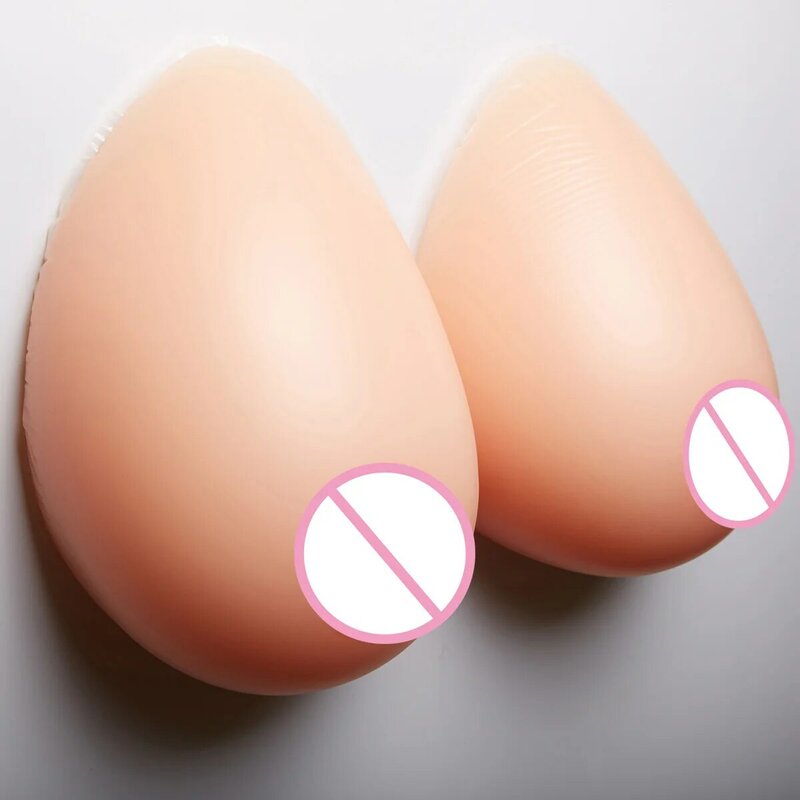 1 Pair Realistic Shemale Fake Boobs False Breast Forms Crossdresser Silicone Adhesive Breast Tits for Drag Queen Crossdresser