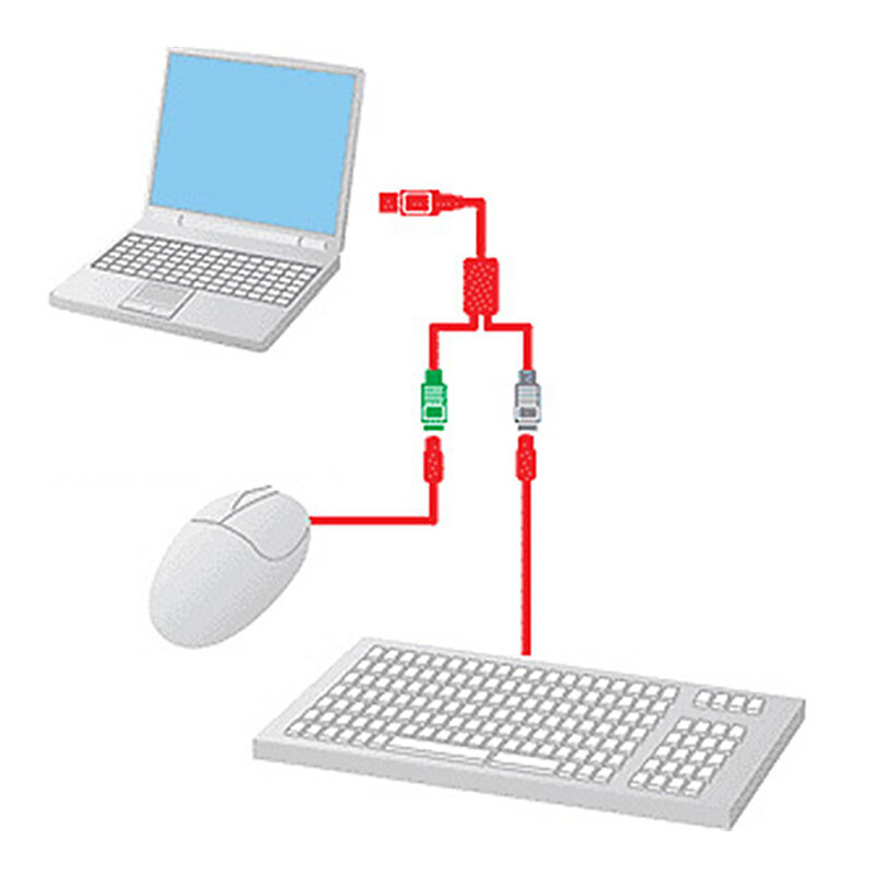 Переходник USB (штекер)/PS/2 (разъем), Для подключения клавиатуры, 1 шт.