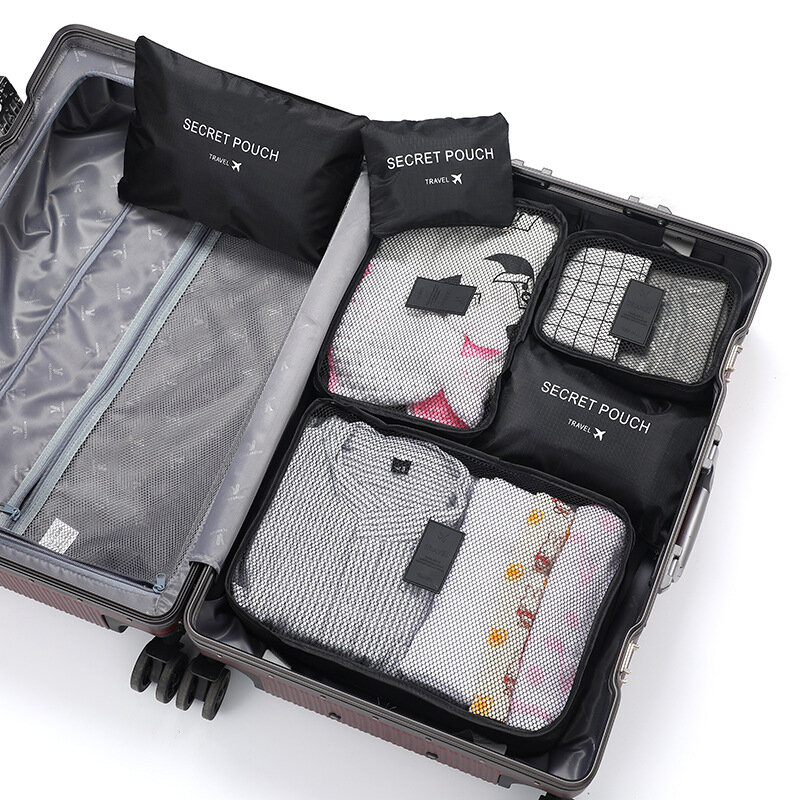 6Pcs 여행 의류 스토리지 방수 가방 휴대용 수하물 주최자 파우치 포장 메이크업 스토리지 가방 여행을위한 신발 가방