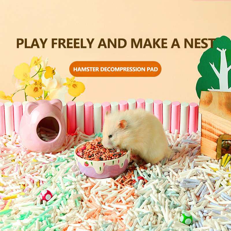 Hamster supplies color paper grain landscaping cushion material golden silk bear flower branch mouse cage bottom dust-free absor