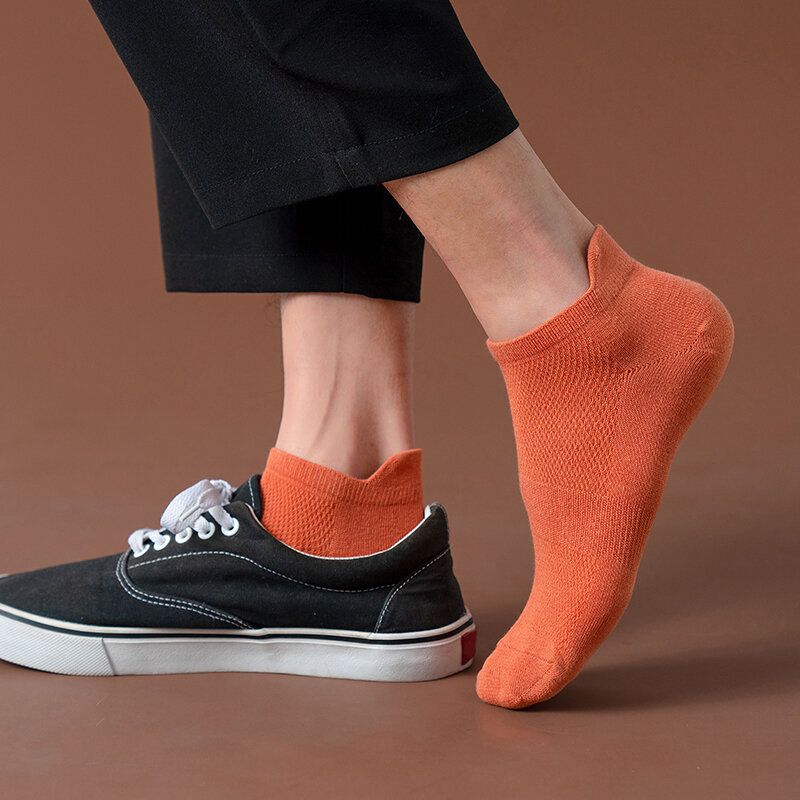 Goodeal-Calcetines cortos de algodón para hombre, calcetín de malla transpirable, cómodo, informal, Color sólido, a la moda, 4 pares