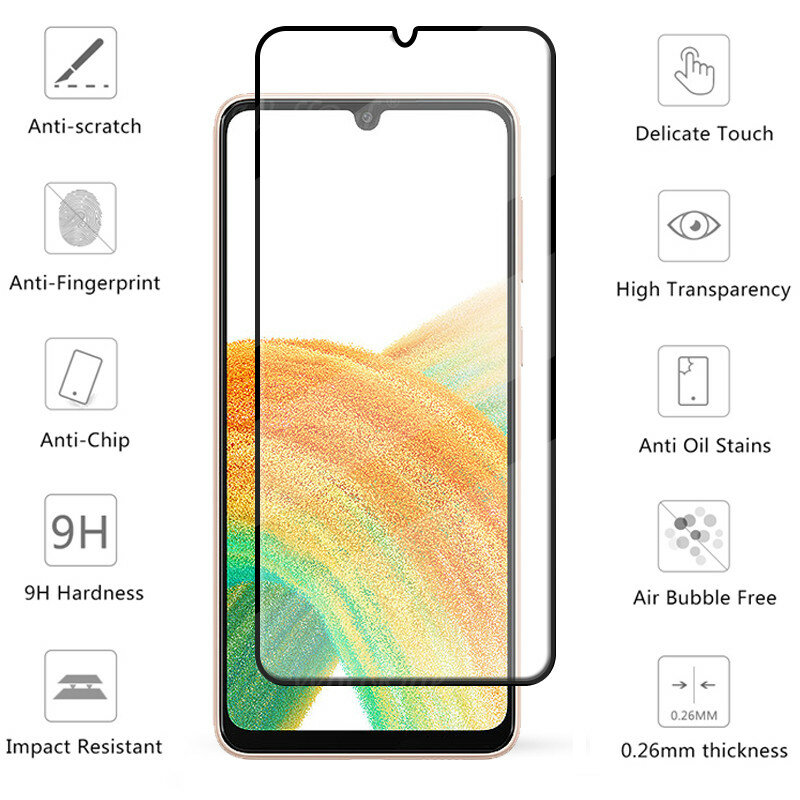 Full Cover Glass For Samsung Galaxy A33 Glass For Samsung A33 Tempered Glass Screen Protector For Samsung A 33 A33 5G Lens Glass
