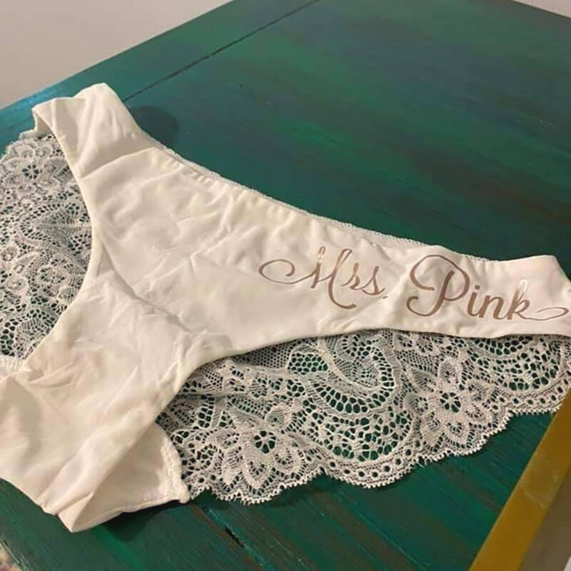 Personalise Bride Honeymoon Panties Custom Name Gift Lace Thong Bachelorette Party Gifts Bridesmaid Wedding Party Lingerie