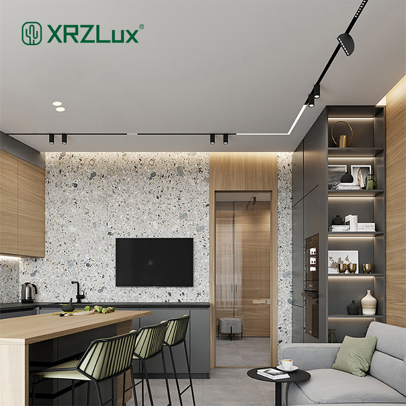 XrzLux Indoor Track Lighting Rail Magnetic Ceiling System Continuous Magnet Lights DC24V Linear Fixture Led Channel Track Lamp