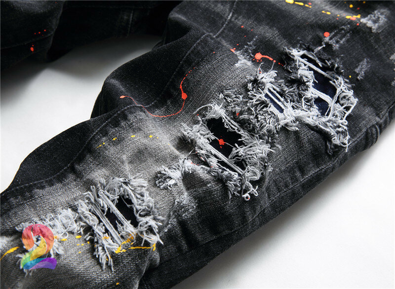 Dsq2 preto cinza botão fly zip decorar jeans de alta qualidade dsq2 calças jeans masculinas