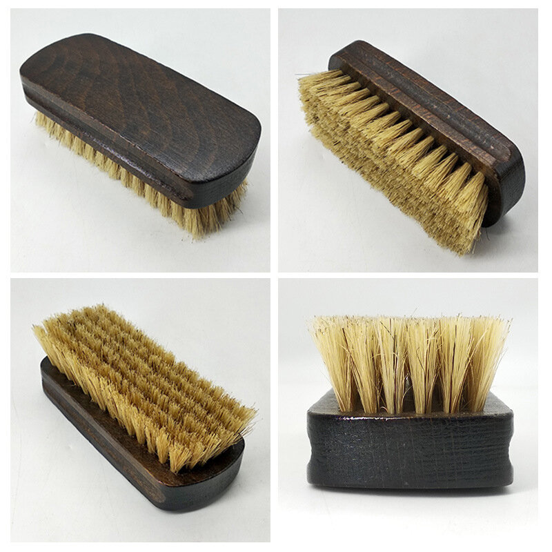 Shoe Brush Polish Natural Leather Real Horse Hair Soft Polishing Tool Bootpolish Cleaning Brush For Suede Nubuck Boot
