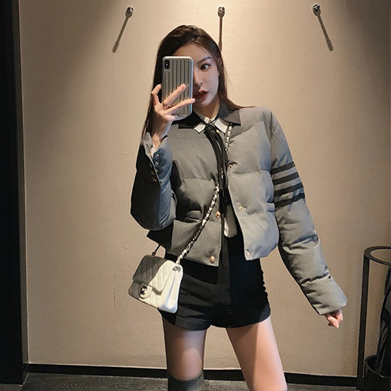 女性のための綿の冬のジャケット,韓国の女性のためのタイトな丸い襟のジャケット,厚くて小さい,2022