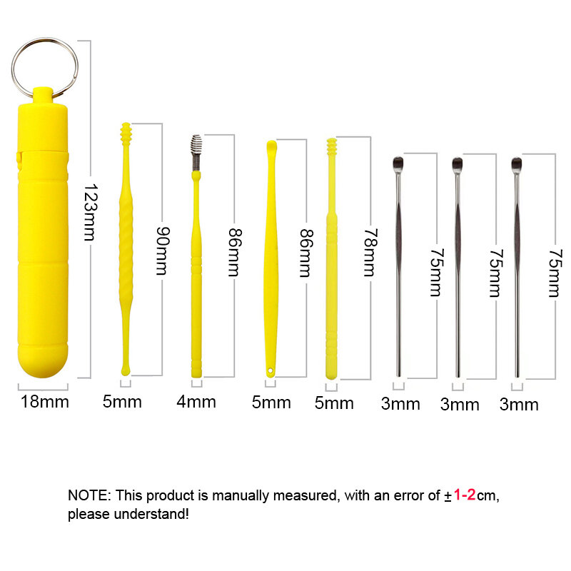 Nettoyeur d'oreilles en acier inoxydable, 7 pièces, cuillère, outil de nettoyage, Kit d'élimination de la cire d'oreille