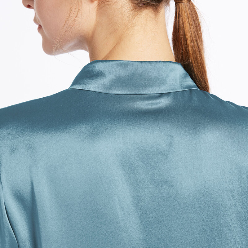 女性用シルクシャツ,長袖のエレガントなブラウス,純粋な天然の人工毛,光沢のある,送料無料,22mm,100